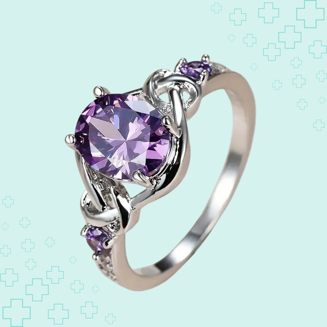 MagTherapy™ 18k Purple Zirconia Stone Menopause Ring