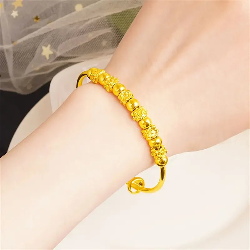 MagTherapy™ 24k Plated Exquisite Flower Beads Menopause Bangle