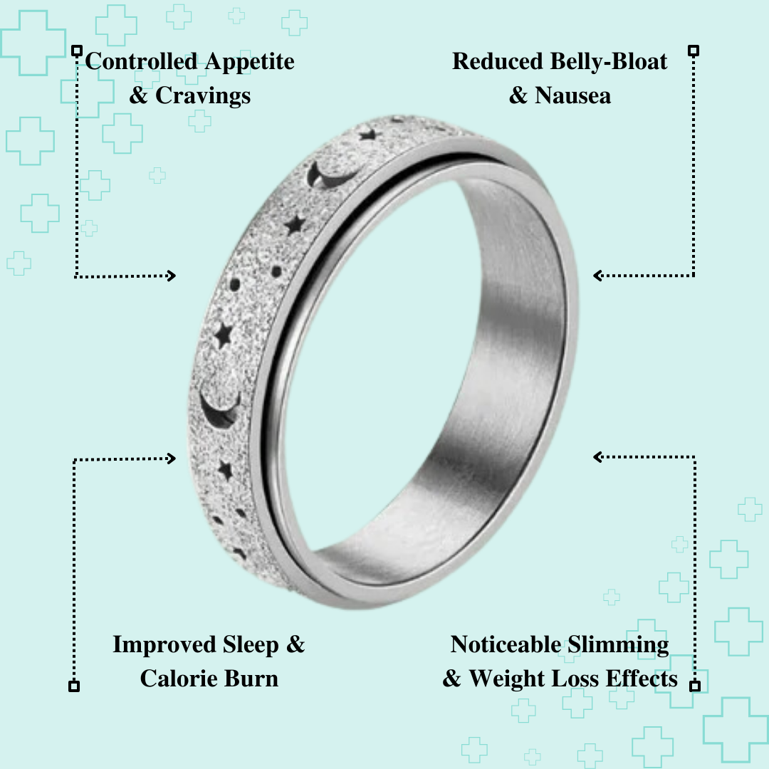 MagTherapy™ 925 Plated Rotatable Moon & Star Slimming Ring