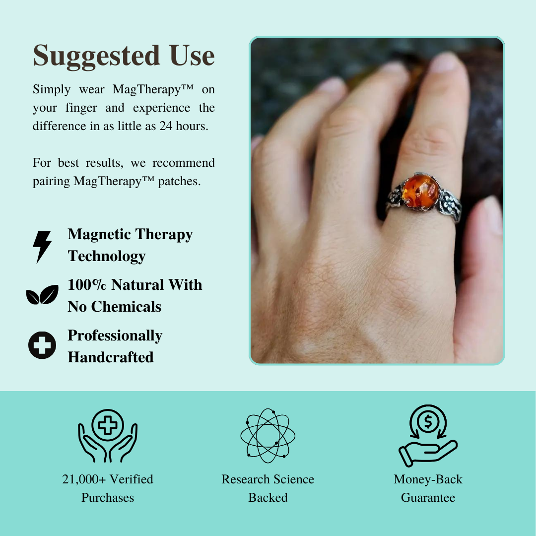 MagTherapy™ 18k Vintage Amber Menopause Ring