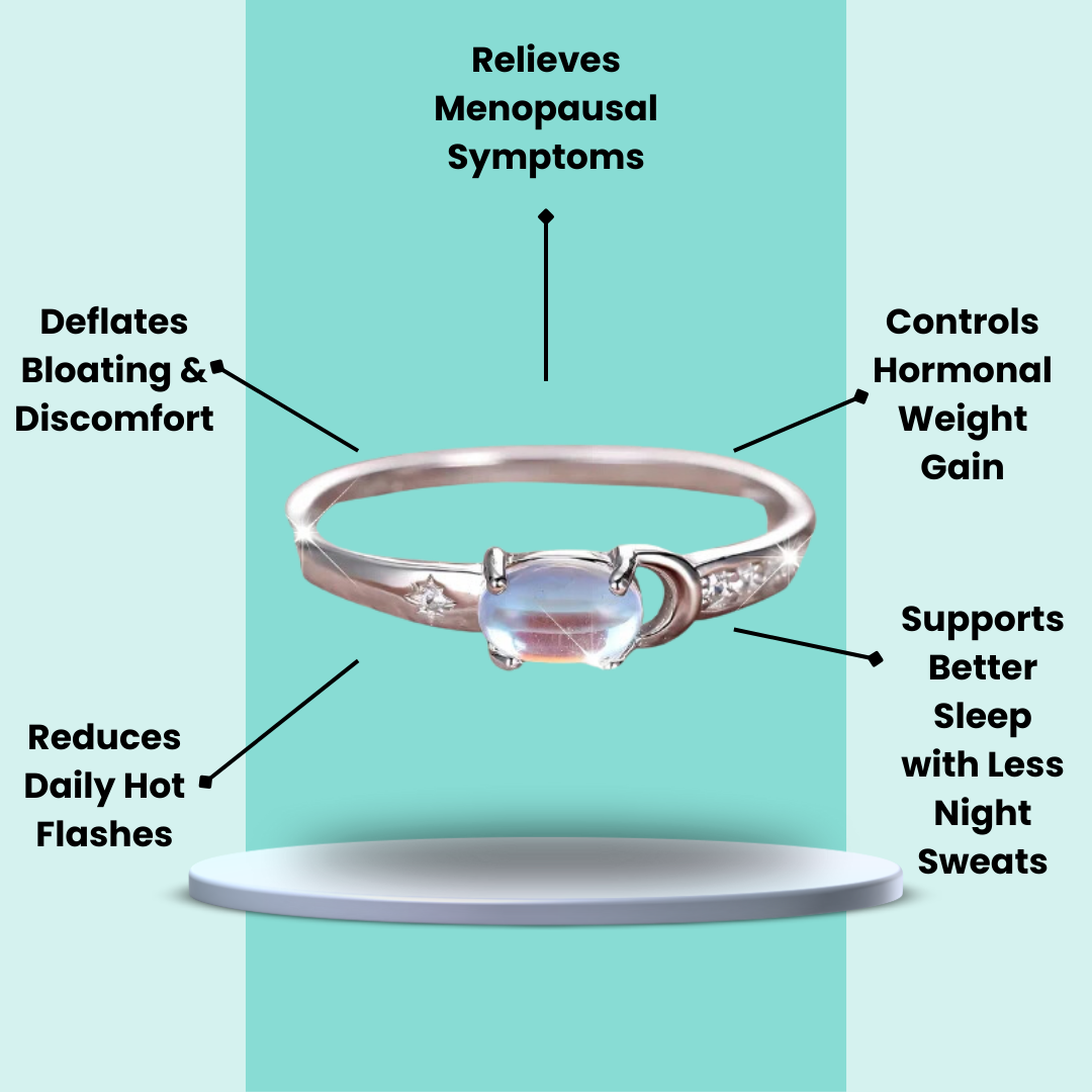 MagTherapy™ 925 Plated Shiny Moonstone Menopause Ring 2.0