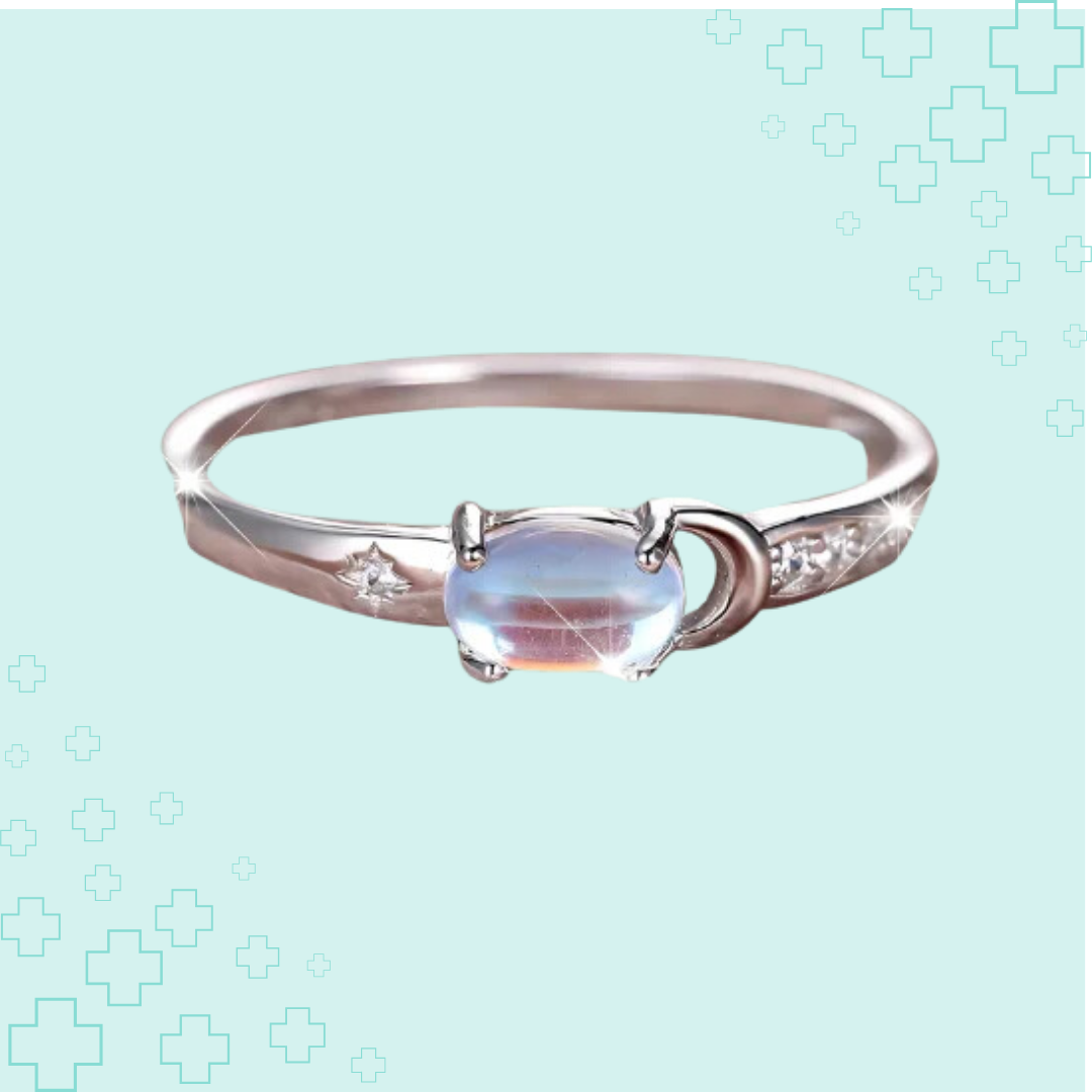 MagTherapy™ 925 Plated Shiny Moonstone Menopause Ring