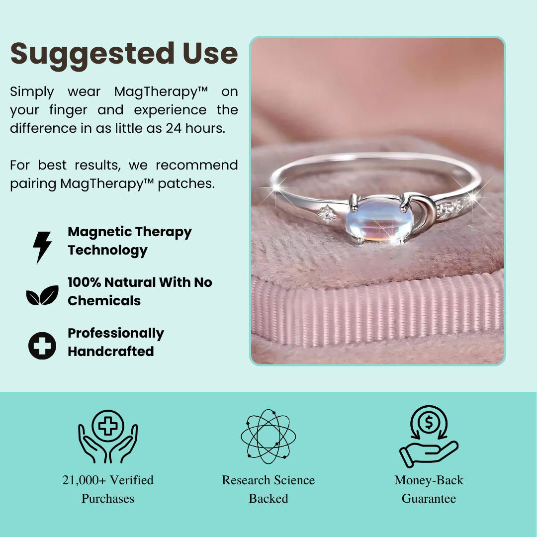 MagTherapy™ 925 Plated Shiny Moonstone Menopause Ring