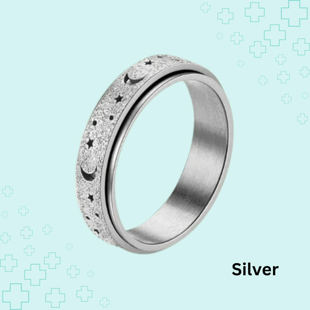 MagTherapy™ 925 Plated Rotatable Moon & Star Slimming Ring