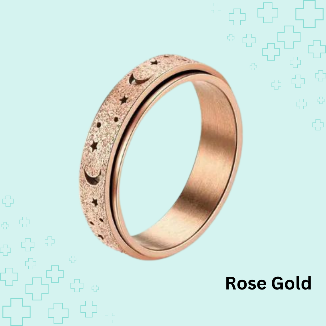 MagTherapy™ 925 Plated Rotatable Moon & Star Slimming Ring