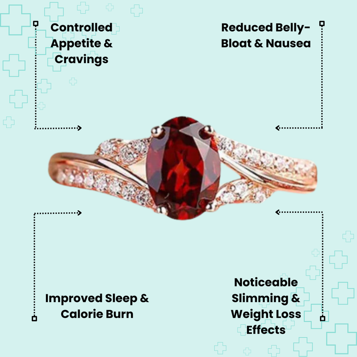 MagTherapy™ Oval Garnet Red Cubic Zirconia Menopause Ring