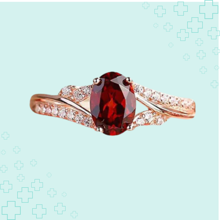 MagTherapy™ Oval Garnet Red Cubic Zirconia Menopause Ring