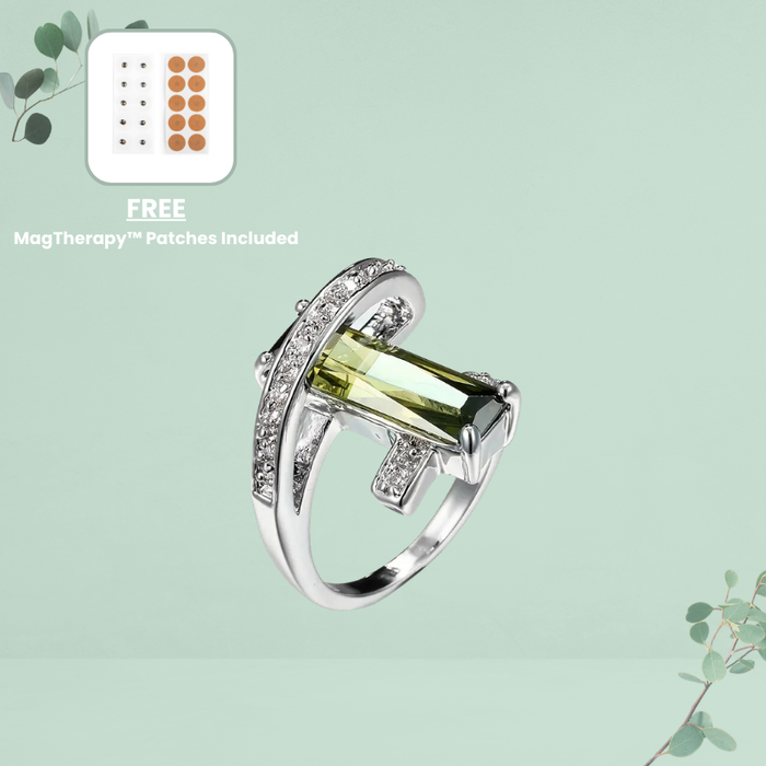 MagTherapy™ 925 Olive Green Cubic Menopause Ring